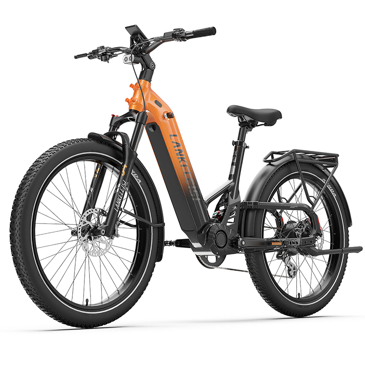 LANKLEISI KETT-8 urban electric bike with bundle, showing sleek black frame, handlebars, and battery pack for city commuting.