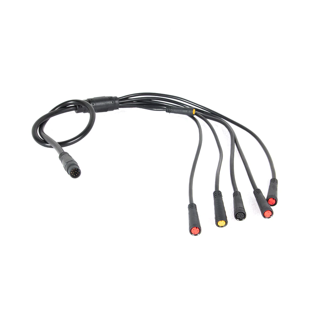 Main cable for Lankeleisi electric bikes, showing a close-up of the durable black wiring and connectors designed for reliable power transfer.
