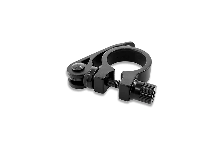 EU-LANKELEISI electric bike seatpost clamp, black metal component securing the seatpost in place.