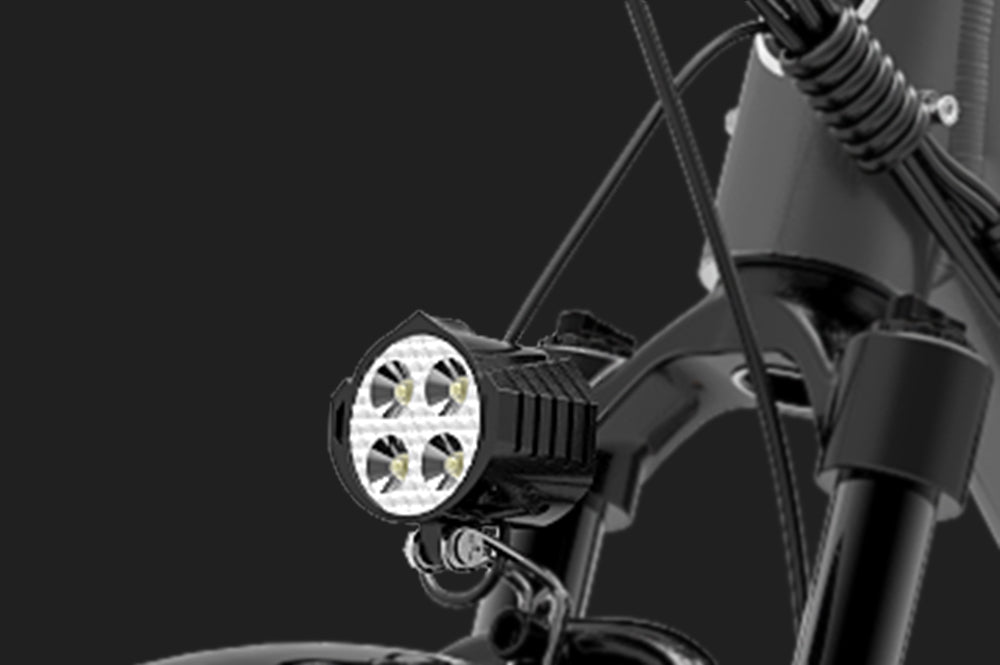 Front light and horn for Lankeleisi electric bike ES500PRO, showing the LED headlamp and integrated horn on the bike's front.