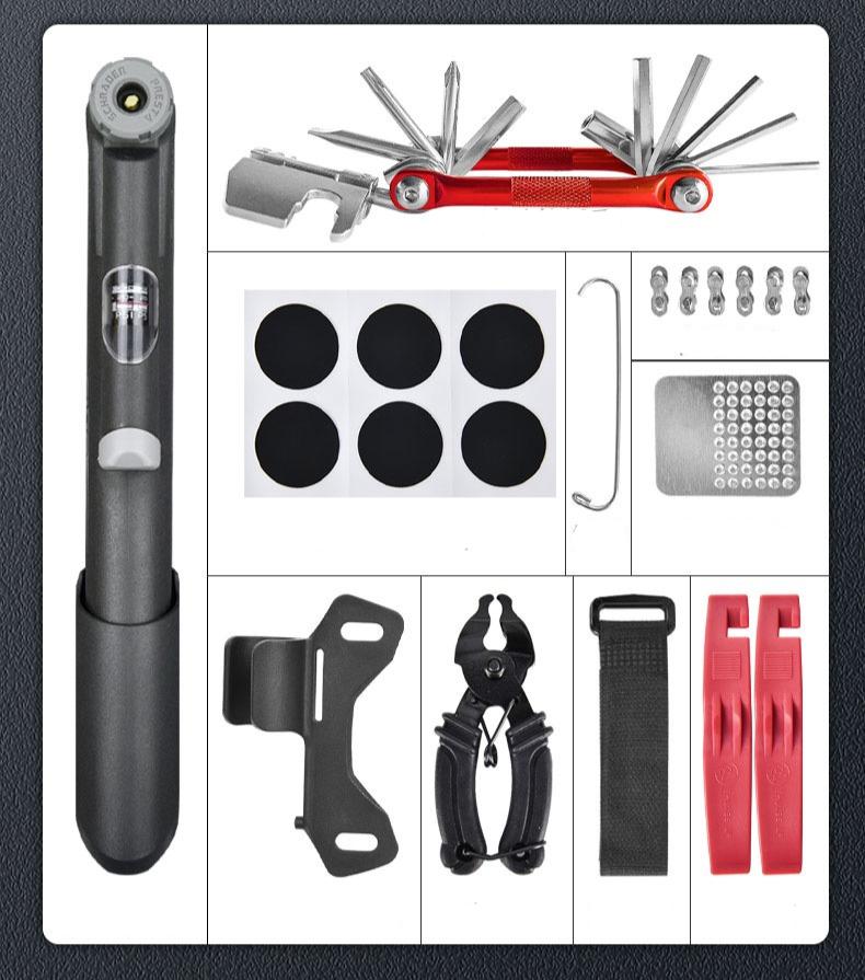 Lankeleisi bicycle repair toolkit with various screwdrivers, wrenches, and tire levers for bike maintenance and repairs
