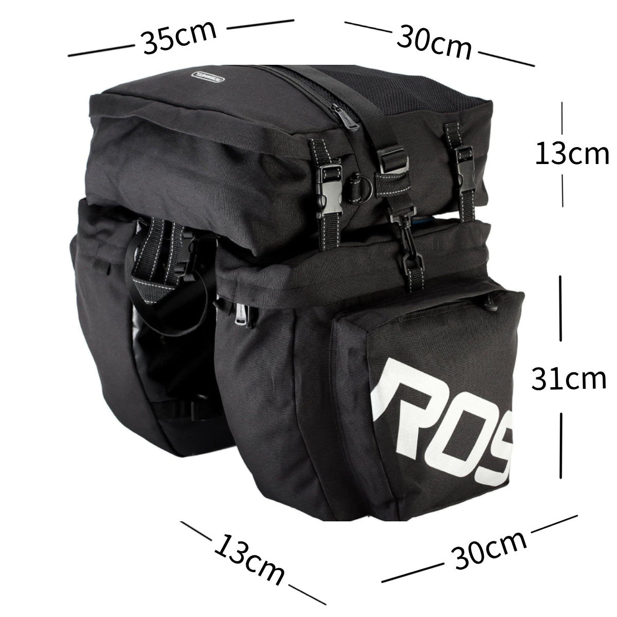 LANKELEISI Bikes 3-in-1 trunk bag with double side compartments, suitable for bike storage and travel.
