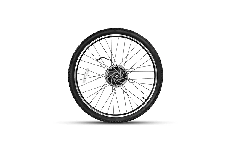 Rear wheel for LANKELEISI electric bike by EU-LANKELEISI, showing the tire, hub, and spokes on a black background.