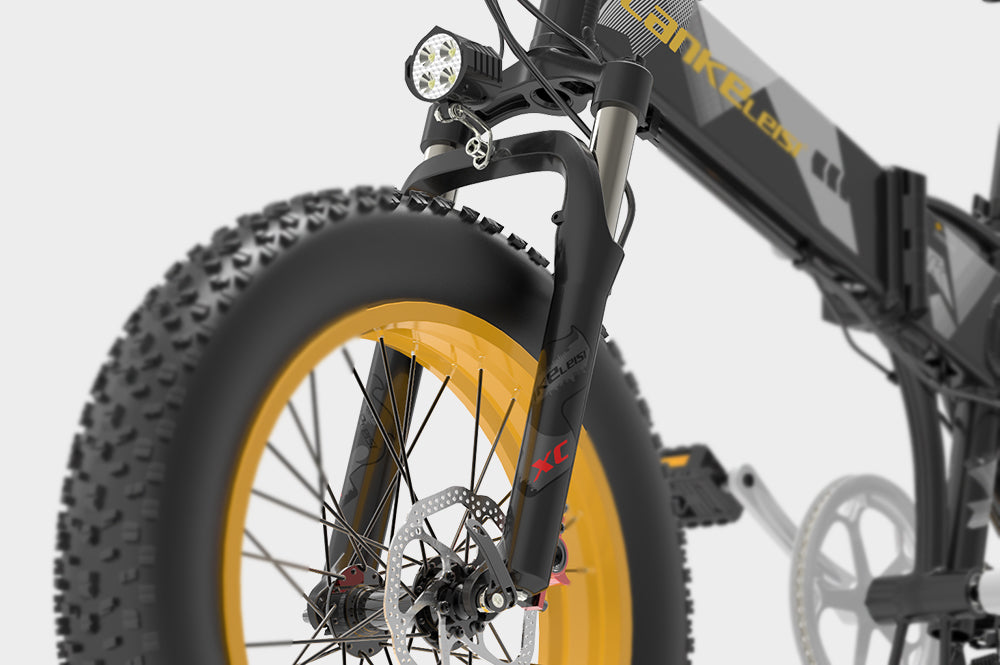 LANKELEISI electric bike front fork shock absorber with suspension for X3000 Plus model, durable and designed for smooth riding.